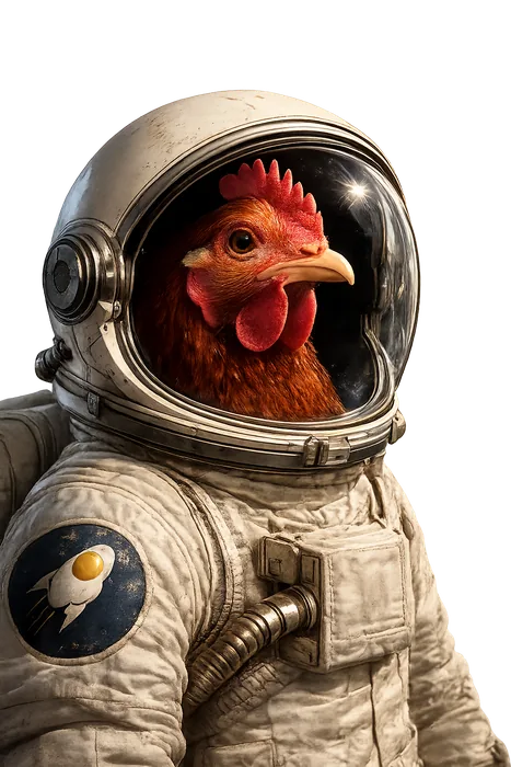 Estrellados — gallina astronauta
