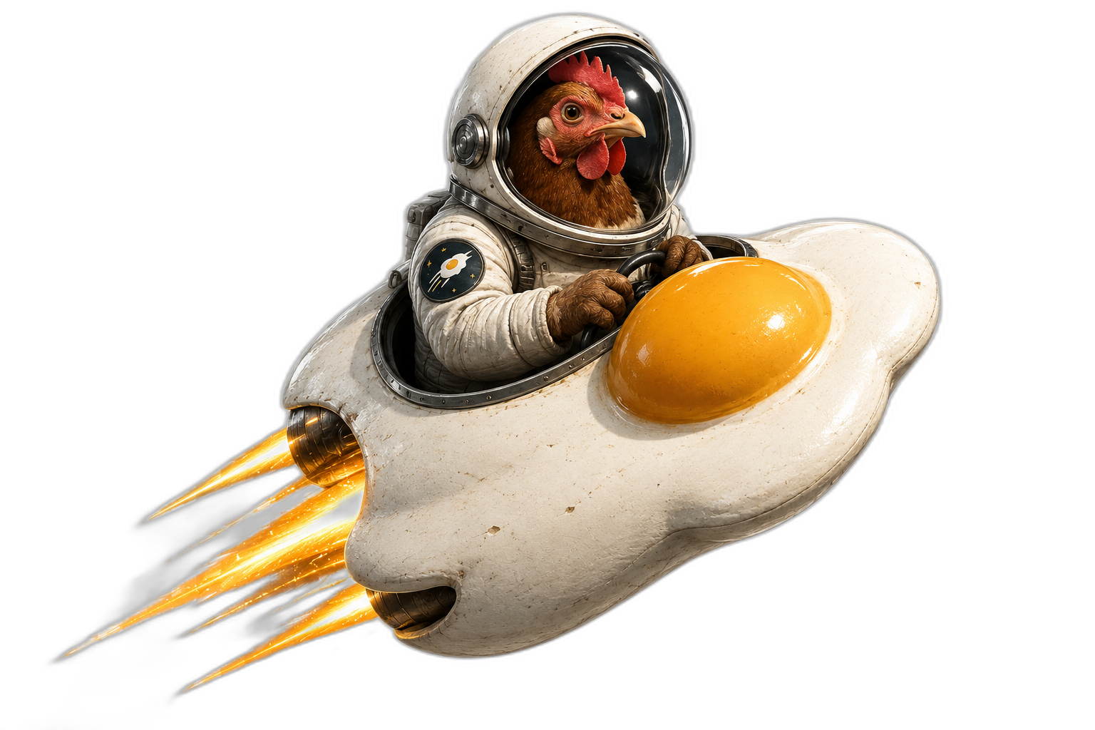 Gallina astronauta Estrellados en su nave